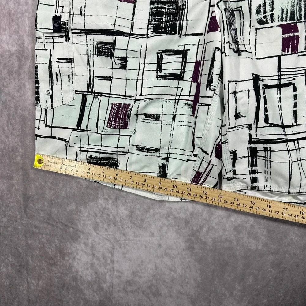 O'Neill Mens Board Shorts 38 Geometric Abstract Print Black Purple Swim Trunks